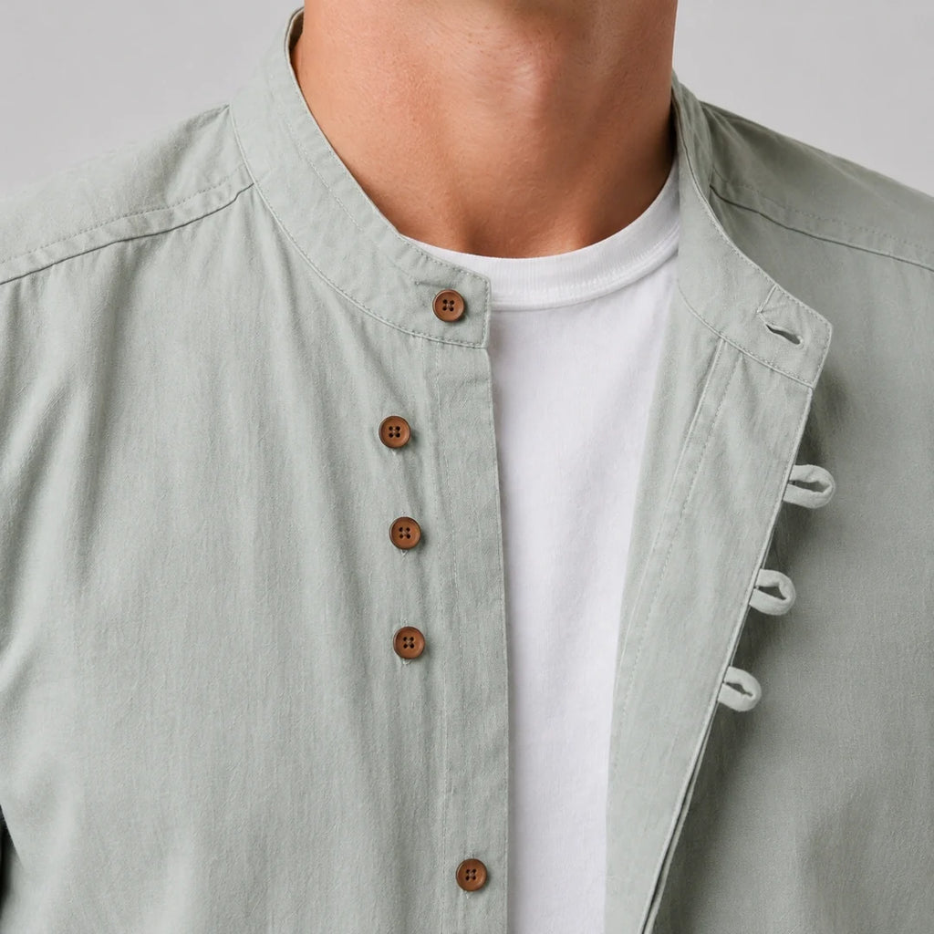 Kyoto - Men's Ultra Comfortable Band Collar Shirt