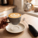 Portable Mini Electric Milk Frother – Stainless Steel Whisk, for Coffee, Matcha & More