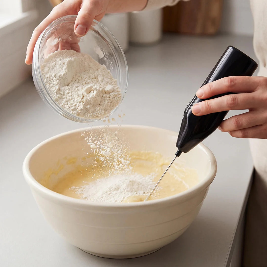 Portable Mini Electric Milk Frother – Stainless Steel Whisk, for Coffee, Matcha & More