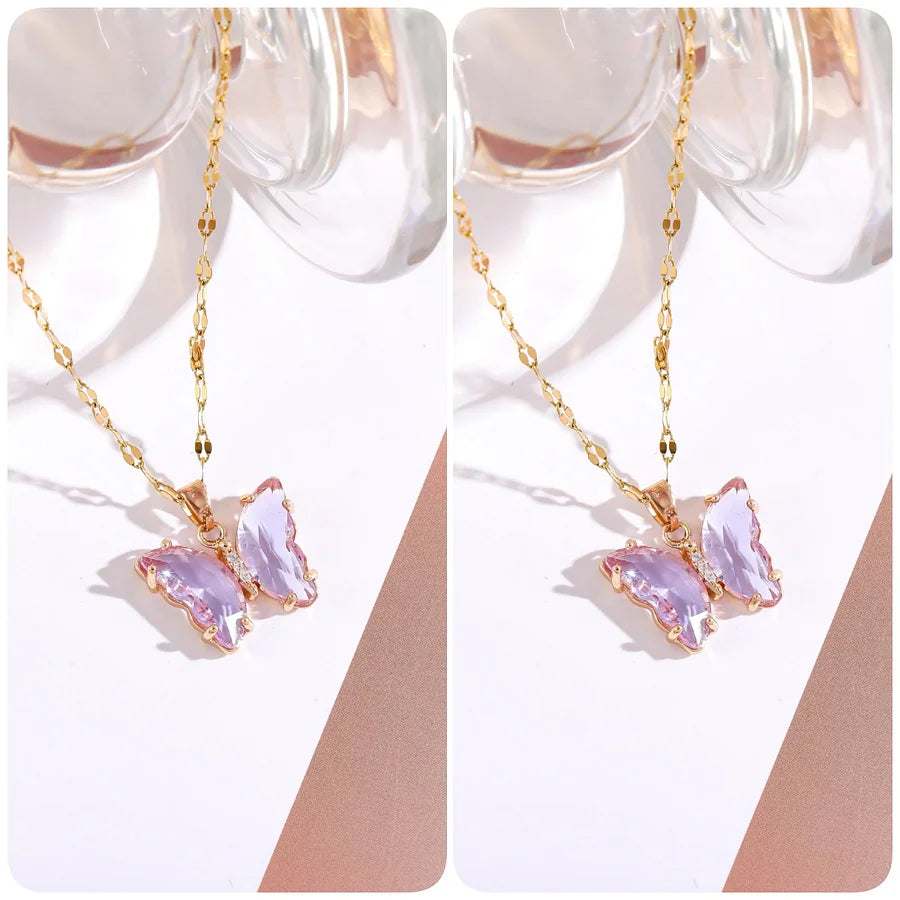 Love & Freedom Crystal Butterfly Necklace