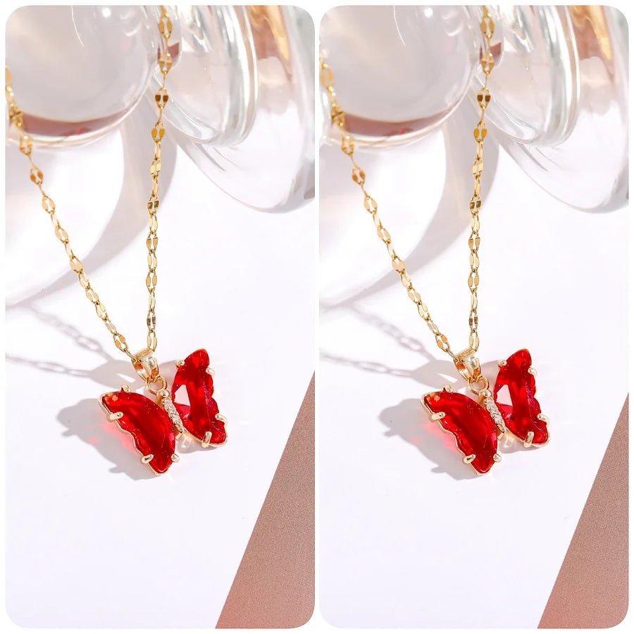 Love & Freedom Crystal Butterfly Necklace