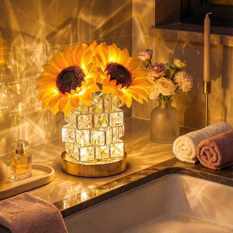 Golden Sunflower Sparkle Lamp